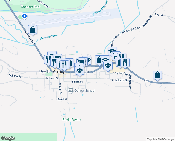 map of restaurants, bars, coffee shops, grocery stores, and more near 184 Lawrence Street in Quincy