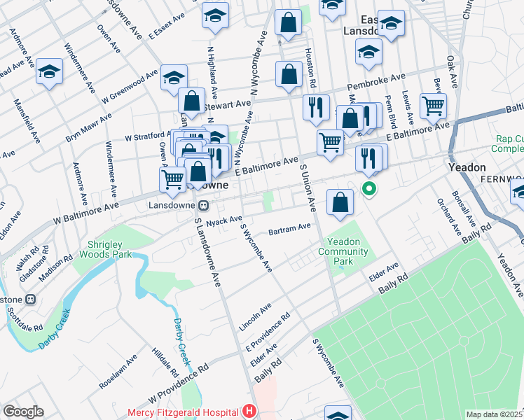 map of restaurants, bars, coffee shops, grocery stores, and more near 69 Sayers Avenue in Lansdowne