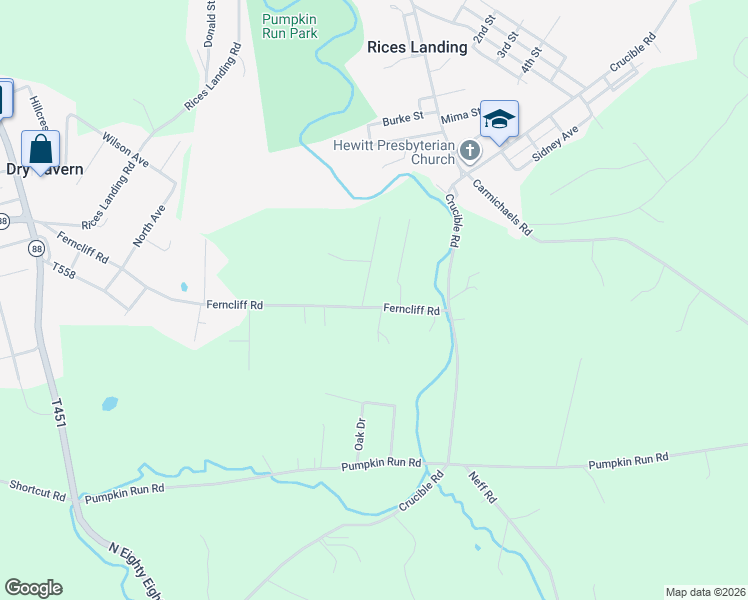 map of restaurants, bars, coffee shops, grocery stores, and more near 113 Elm Drive in Rices Landing