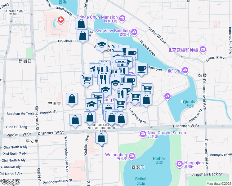 map of restaurants, bars, coffee shops, grocery stores, and more near in 