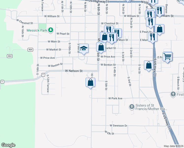 map of restaurants, bars, coffee shops, grocery stores, and more near 701 West Nelson Street in Savannah