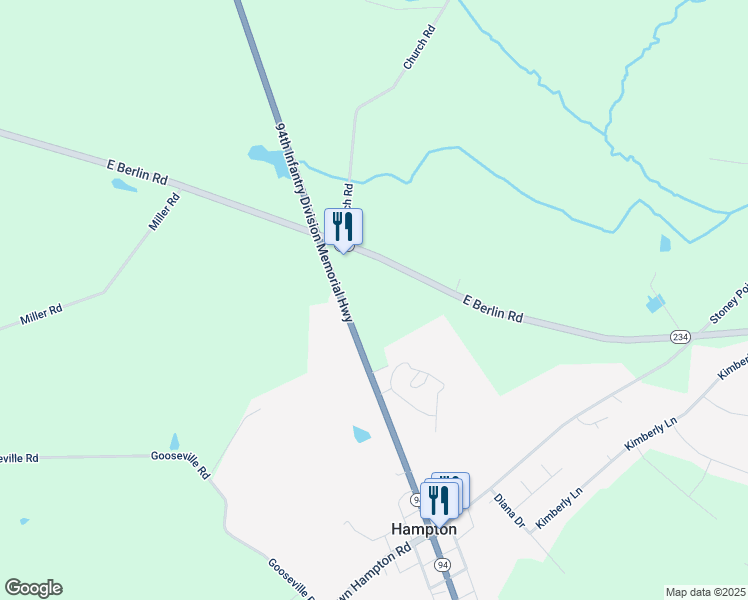 map of restaurants, bars, coffee shops, grocery stores, and more near 5649 Carlisle Pike in New Oxford