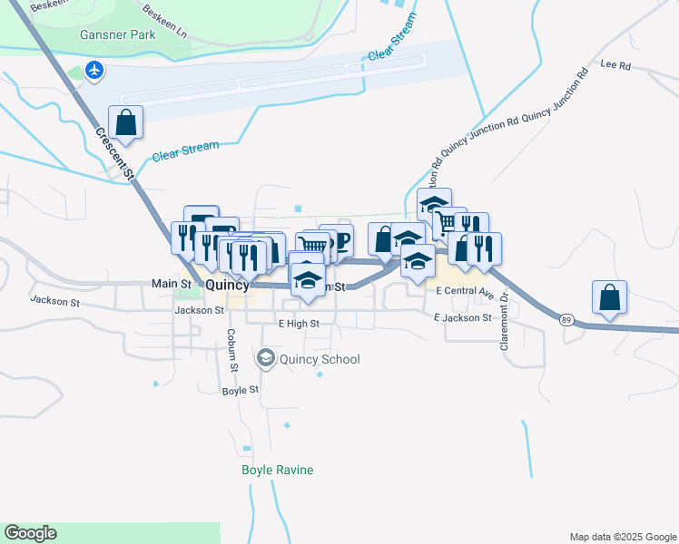 map of restaurants, bars, coffee shops, grocery stores, and more near 184 Lawrence Street in Quincy