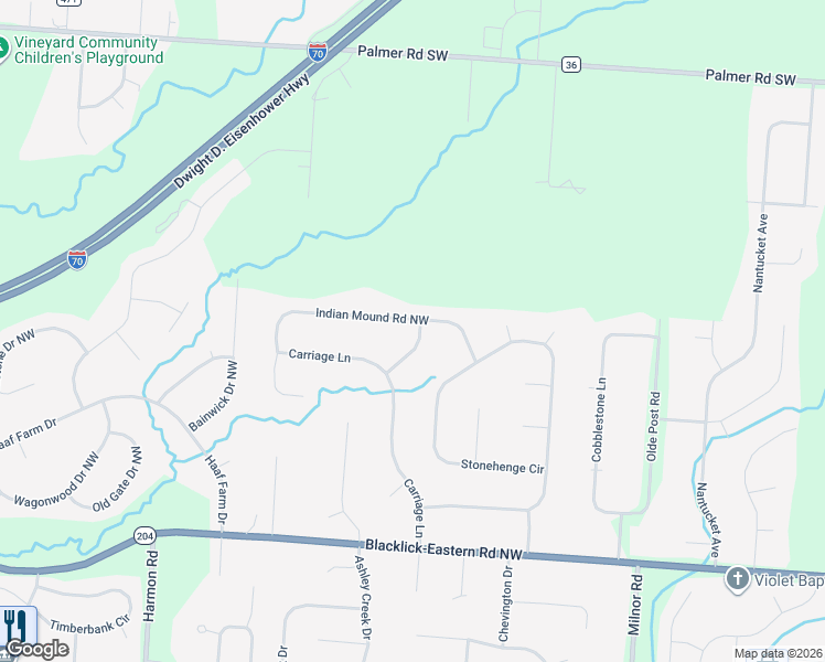 map of restaurants, bars, coffee shops, grocery stores, and more near 8953 Indian Mound Road Northwest in Pickerington