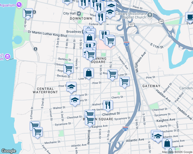 map of restaurants, bars, coffee shops, grocery stores, and more near 616 Saint John Street in Camden