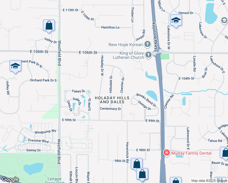 map of restaurants, bars, coffee shops, grocery stores, and more near 10207 Hillsdale Drive in Carmel