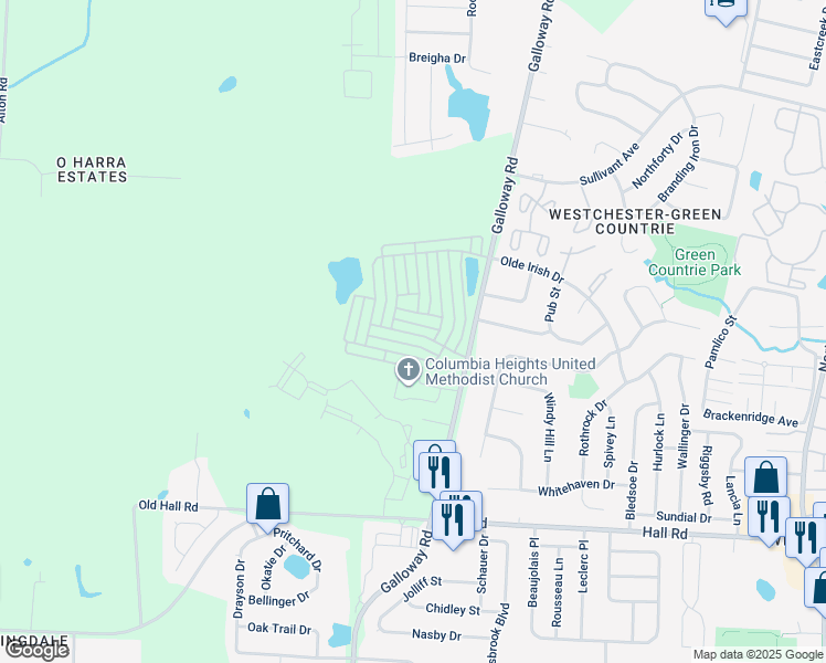 map of restaurants, bars, coffee shops, grocery stores, and more near 6204 Broad Stripes Avenue in Galloway