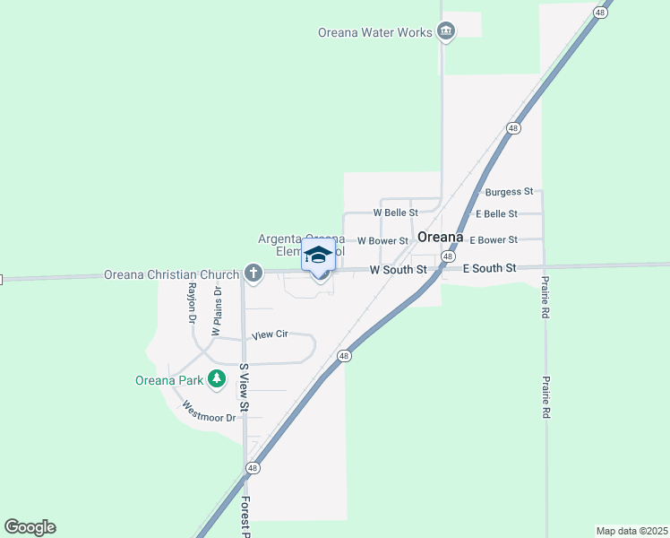 map of restaurants, bars, coffee shops, grocery stores, and more near 400 West South Street in Oreana