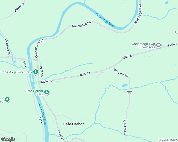 map of restaurants, bars, coffee shops, grocery stores, and more near 4325 Main Street in Conestoga