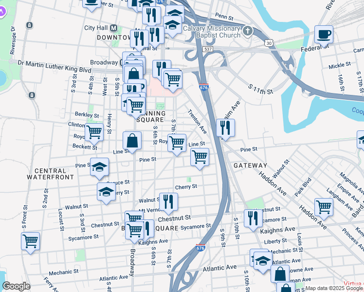 map of restaurants, bars, coffee shops, grocery stores, and more near 606 Newton Avenue in Oaklyn