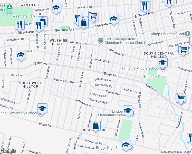map of restaurants, bars, coffee shops, grocery stores, and more near 854 Regina Court in Columbus