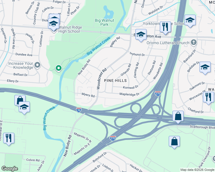 map of restaurants, bars, coffee shops, grocery stores, and more near 1926 Riverdale Road in Columbus