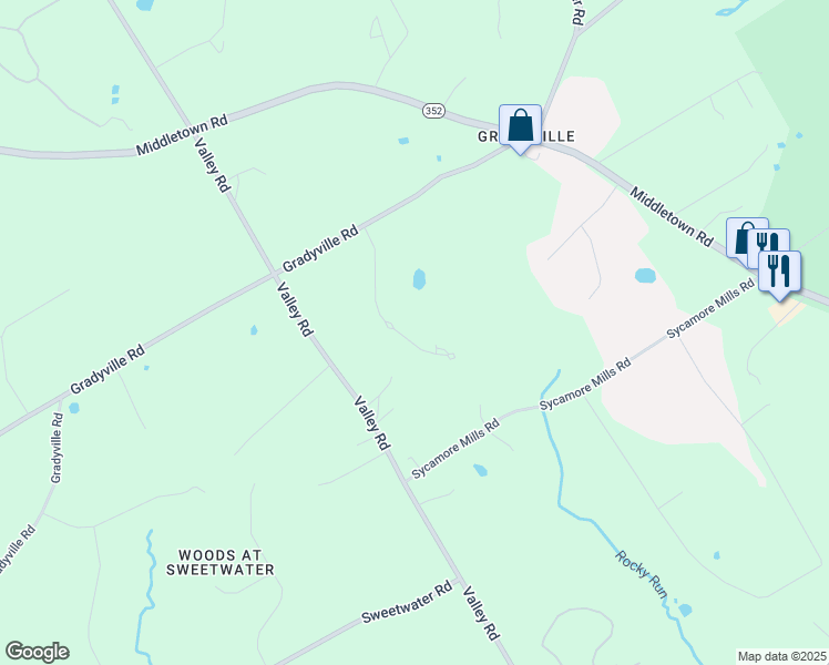 map of restaurants, bars, coffee shops, grocery stores, and more near 1070 Antler Drive in Delaware County