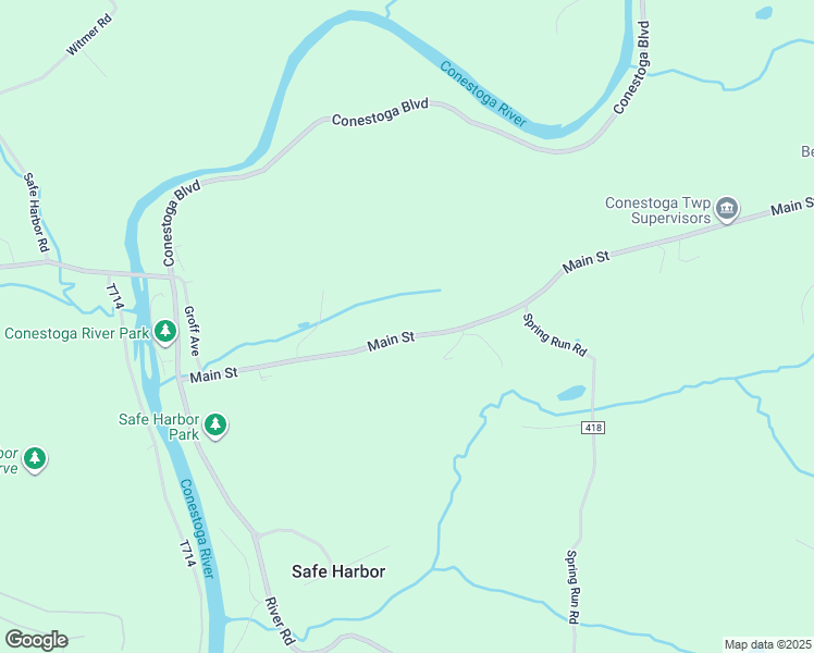 map of restaurants, bars, coffee shops, grocery stores, and more near 4325 Main Street in Conestoga