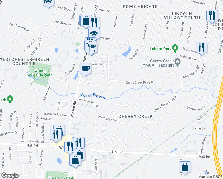 map of restaurants, bars, coffee shops, grocery stores, and more near 800 Bankview Drive in Columbus