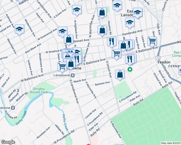 map of restaurants, bars, coffee shops, grocery stores, and more near 69 Sayers Avenue in Lansdowne