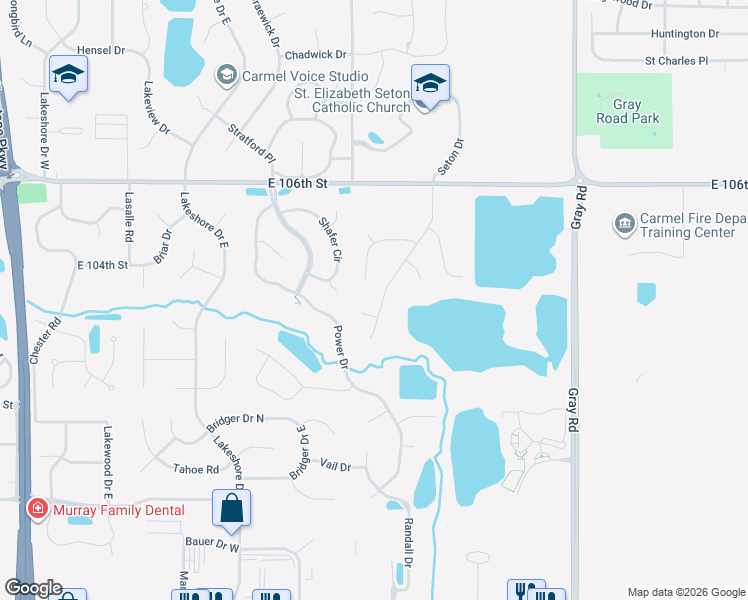 map of restaurants, bars, coffee shops, grocery stores, and more near 10458 Breckenridge Drive in Carmel