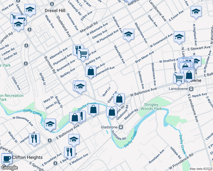 map of restaurants, bars, coffee shops, grocery stores, and more near 258 Richards Avenue in Lansdowne