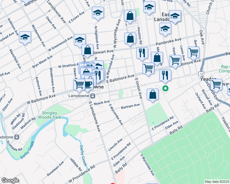 map of restaurants, bars, coffee shops, grocery stores, and more near 69 Sayers Avenue in Lansdowne