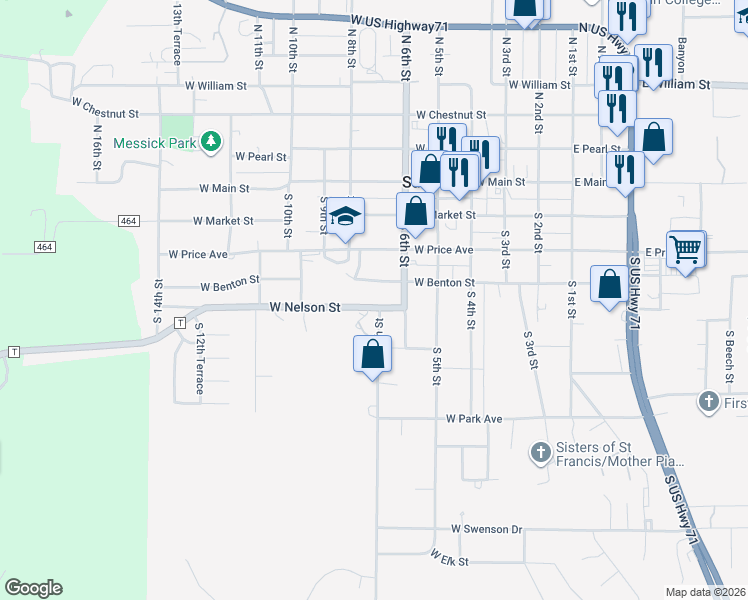 map of restaurants, bars, coffee shops, grocery stores, and more near 701 West Nelson Street in Savannah