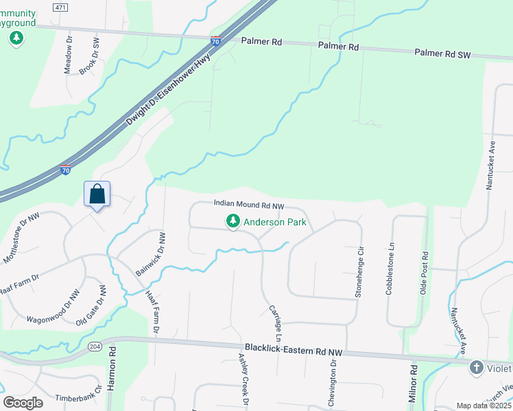 map of restaurants, bars, coffee shops, grocery stores, and more near Indian Mound Road Northwest in Pickerington