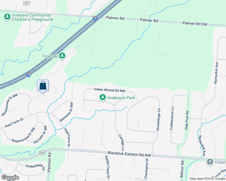 map of restaurants, bars, coffee shops, grocery stores, and more near Indian Mound Road Northwest in Pickerington