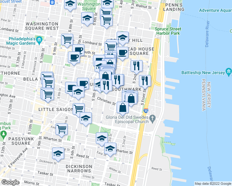 map of restaurants, bars, coffee shops, grocery stores, and more near 806 South 3rd Street in Philadelphia