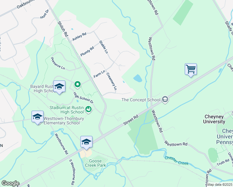 map of restaurants, bars, coffee shops, grocery stores, and more near 1012 Russell Ln in West Chester