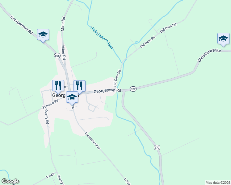 map of restaurants, bars, coffee shops, grocery stores, and more near 1146 Georgetown Rd in Christiana