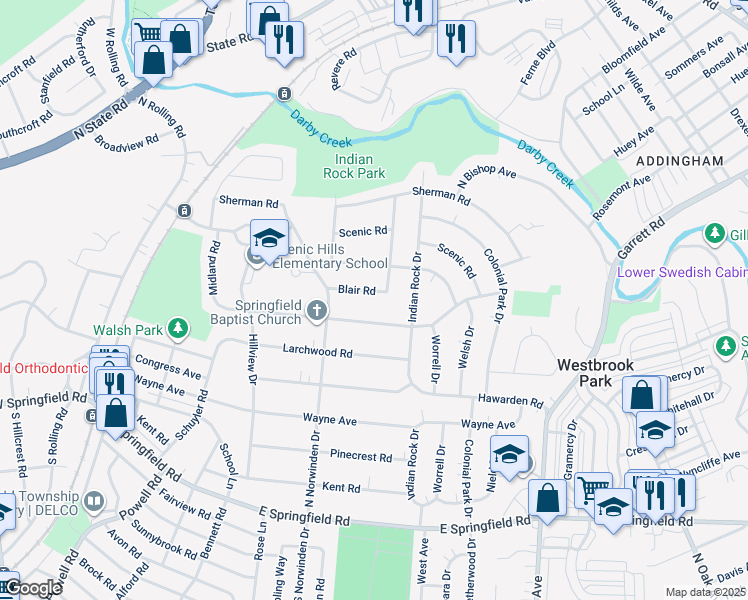map of restaurants, bars, coffee shops, grocery stores, and more near 440 Blair Road in Springfield