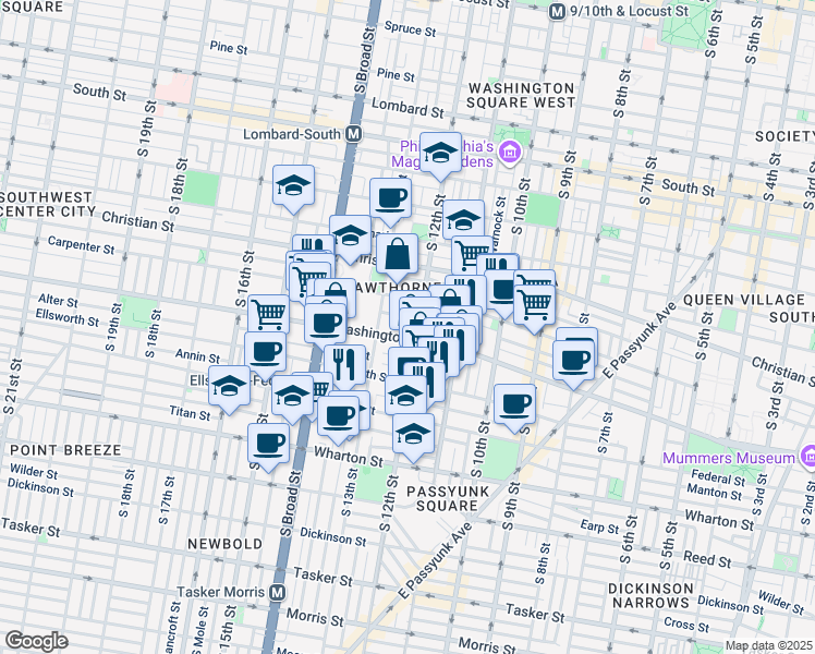 map of restaurants, bars, coffee shops, grocery stores, and more near in Philadelphia