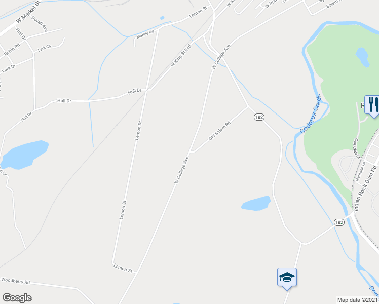 map of restaurants, bars, coffee shops, grocery stores, and more near 1659 West College Avenue in York County