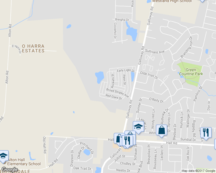 map of restaurants, bars, coffee shops, grocery stores, and more near 634 Gleaming Drive in Galloway