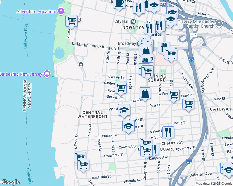 map of restaurants, bars, coffee shops, grocery stores, and more near 421 Beckett Street in Camden