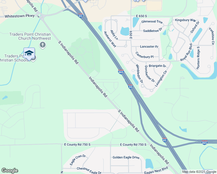 map of restaurants, bars, coffee shops, grocery stores, and more near 7061 Indianapolis Road in Whitestown