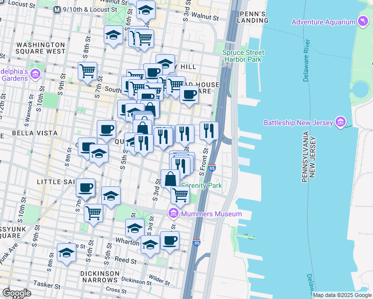 map of restaurants, bars, coffee shops, grocery stores, and more near 776 S 2nd St in Philadelphia