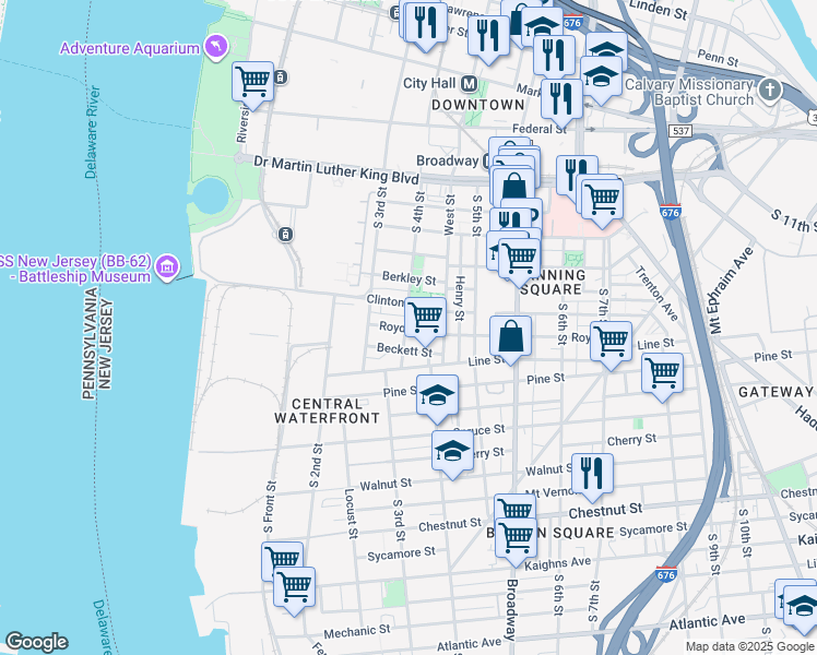 map of restaurants, bars, coffee shops, grocery stores, and more near 421 Beckett Street in Camden
