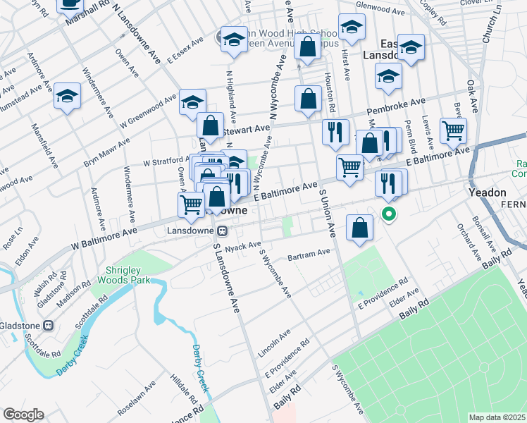 map of restaurants, bars, coffee shops, grocery stores, and more near 69 Sayers Avenue in Lansdowne