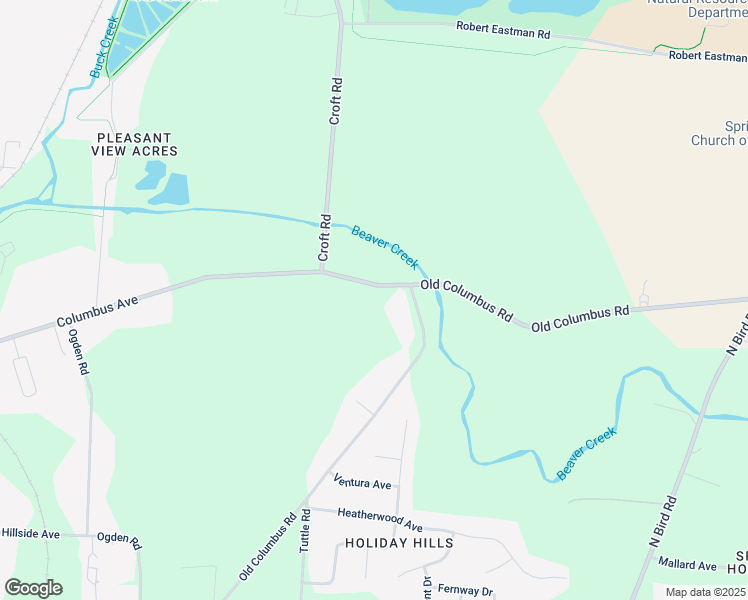 map of restaurants, bars, coffee shops, grocery stores, and more near 3375 Columbus Avenue in Springfield