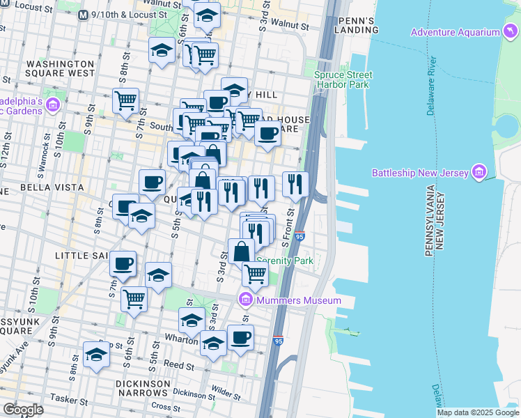 map of restaurants, bars, coffee shops, grocery stores, and more near 776 S 2nd St in Philadelphia