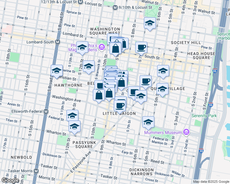 map of restaurants, bars, coffee shops, grocery stores, and more near 837 Montrose Street in Philadelphia