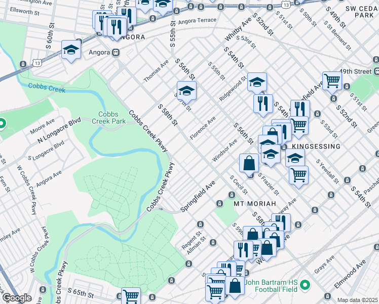 map of restaurants, bars, coffee shops, grocery stores, and more near in Philadelphia