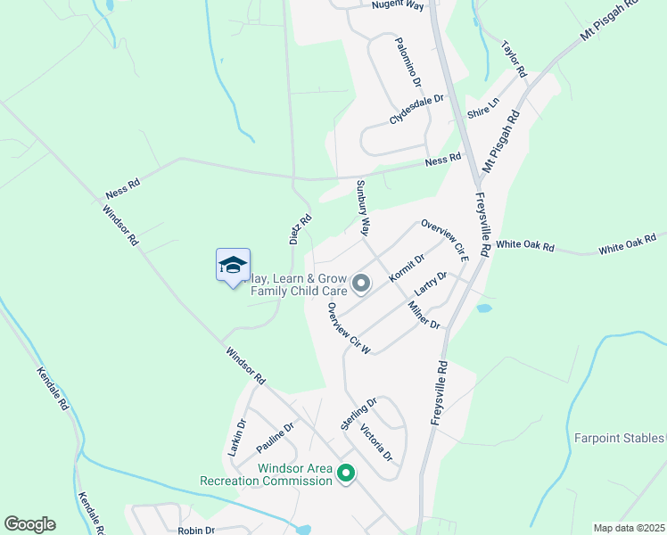 map of restaurants, bars, coffee shops, grocery stores, and more near 369 Sunbury Way in Red Lion
