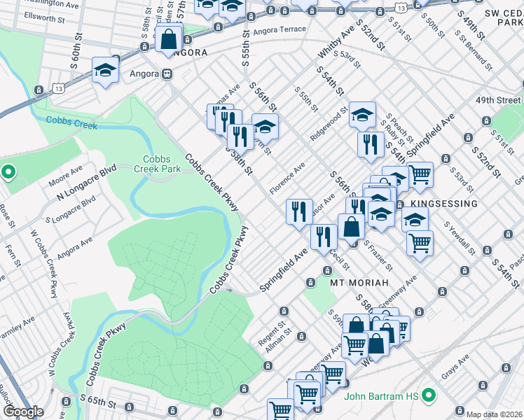 map of restaurants, bars, coffee shops, grocery stores, and more near in Philadelphia