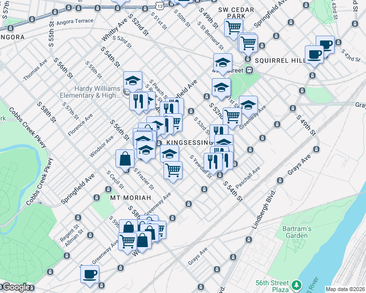 map of restaurants, bars, coffee shops, grocery stores, and more near in Philadelphia