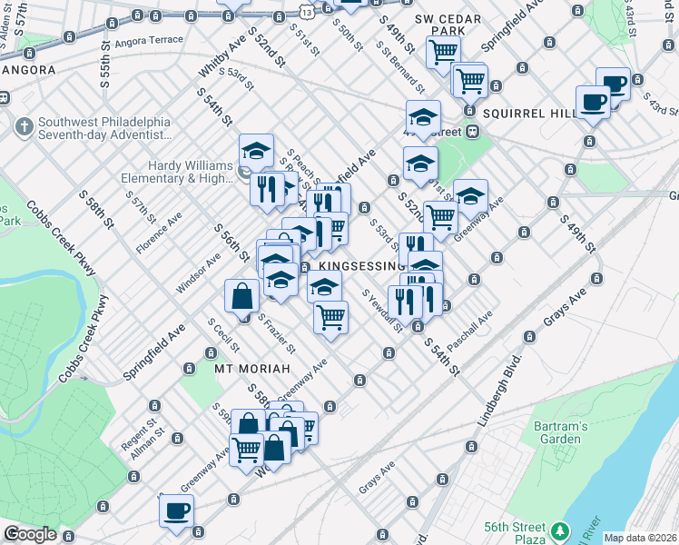 map of restaurants, bars, coffee shops, grocery stores, and more near in Philadelphia