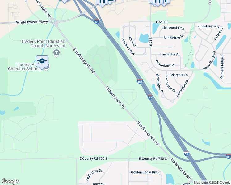 map of restaurants, bars, coffee shops, grocery stores, and more near 7061 South Indianapolis Road in Whitestown