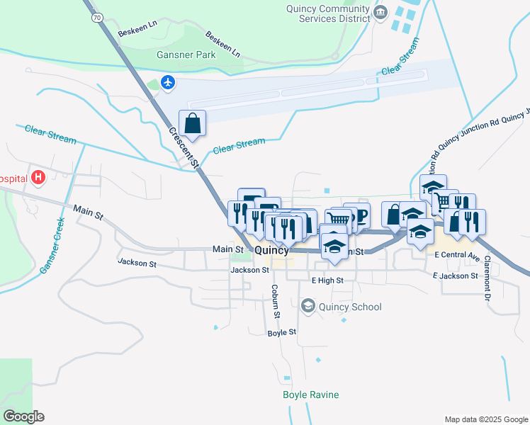 map of restaurants, bars, coffee shops, grocery stores, and more near Bike Path in Quincy