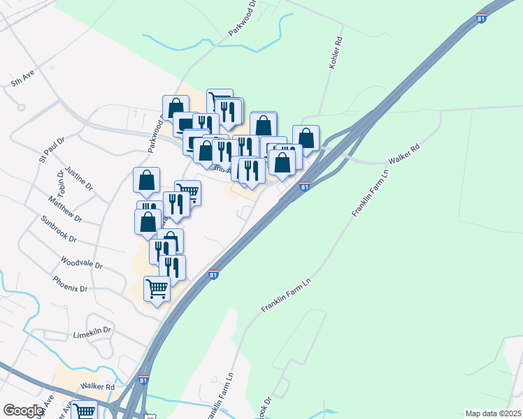 map of restaurants, bars, coffee shops, grocery stores, and more near 1000 Norland Avenue in Chambersburg