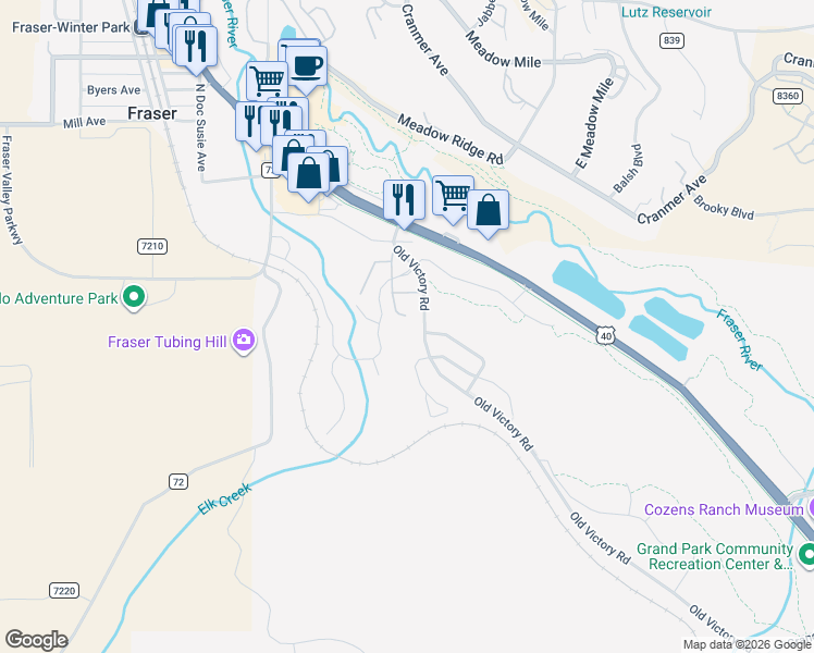 map of restaurants, bars, coffee shops, grocery stores, and more near 725 Zerex Street in Parshall